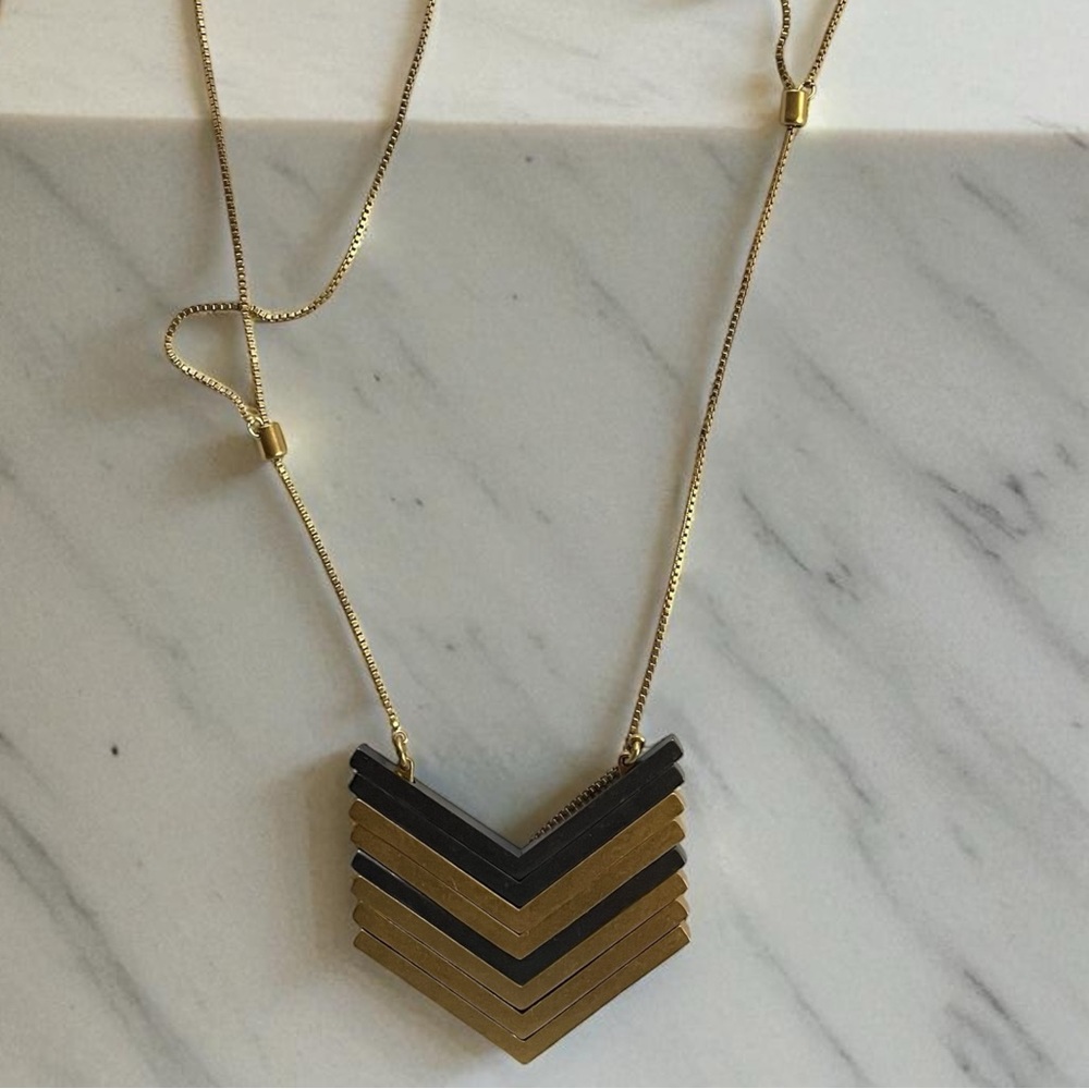 Signed Madewell Adjustable Arrowstack Gold & Blac… - image 2